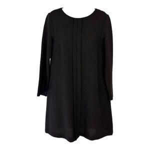 Lisa Perry Black Wool Crepe Trapeze Shift Dress, Sz 12